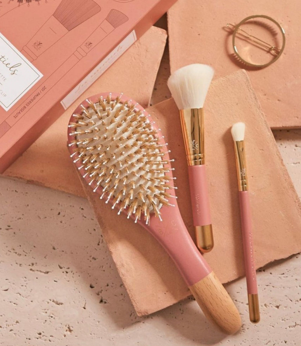 048 "Les Essentiels" Set with Nylon and Boar Brush - Terracotta